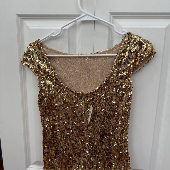 Free People Late Last Night Tee, Gold Sequin - Picture 3 of 3
